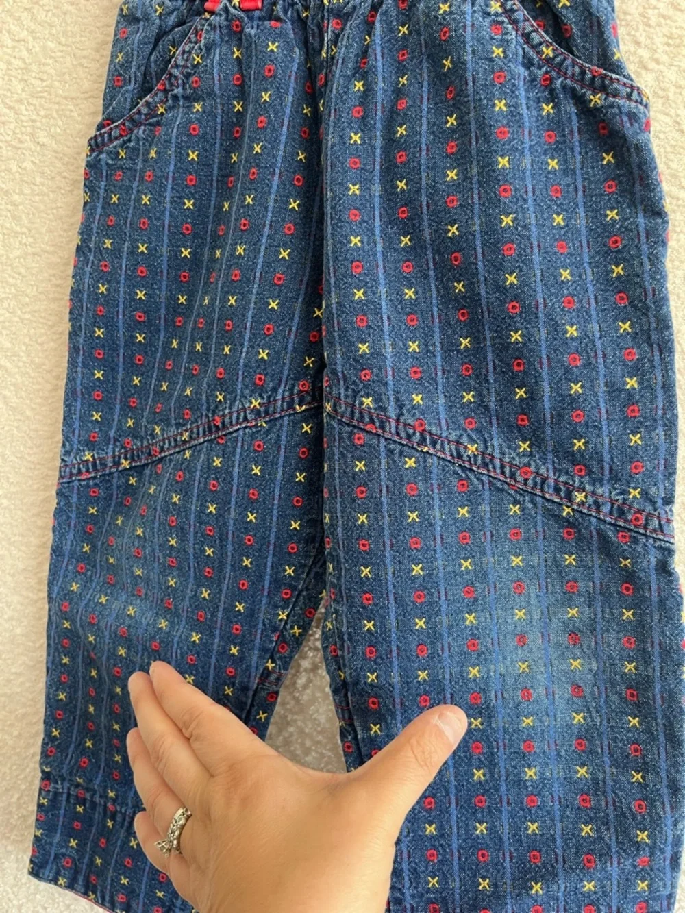 Osh Kosh B’Gosh Vintage Retro Toddler Blue Denim X O Embroidered Jeans Size‎ 3T